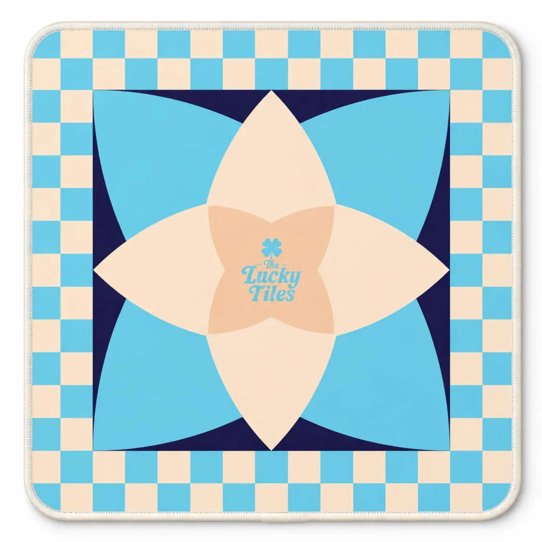 Blue Checker Flower neoprene American Mahjong mat