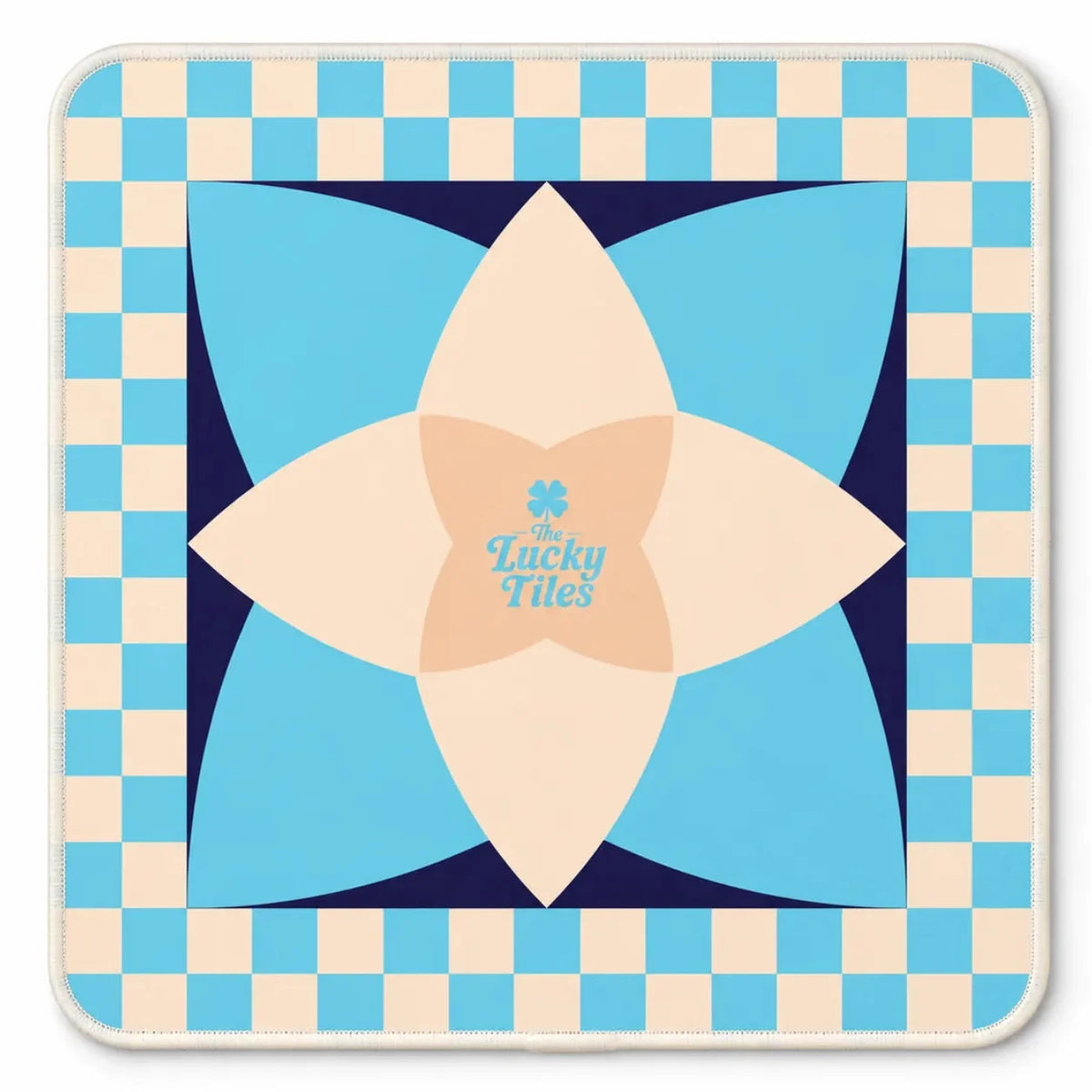 Blue Checker Flower neoprene American Mahjong mat