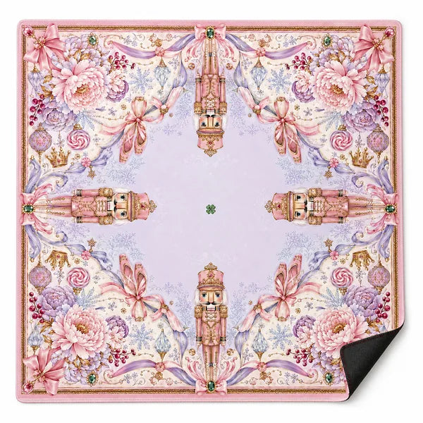 Pink Floral Nutcracker American Mahjong mat by The Lucky Tiles