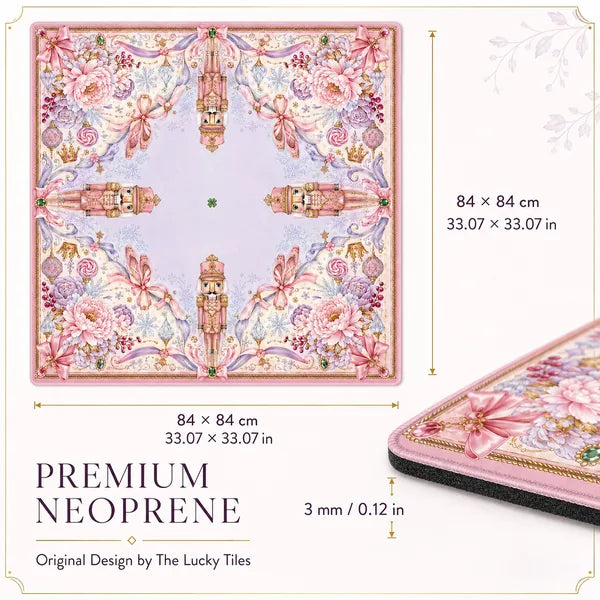 Pink Floral Nutcracker neoprene American Mahjong mat, product view 6