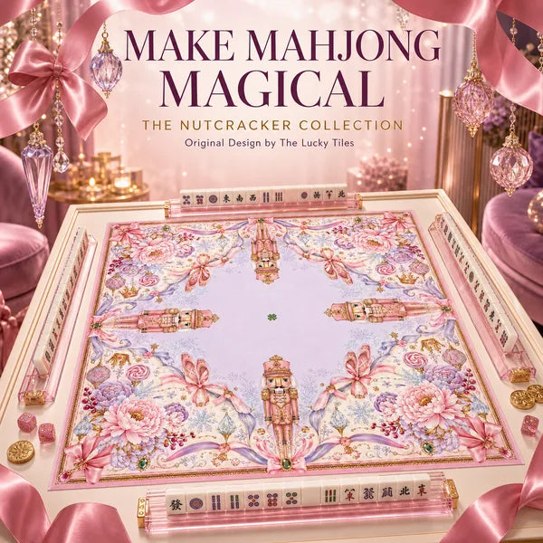 Pink Floral Nutcracker neoprene American Mahjong mat, product view 2