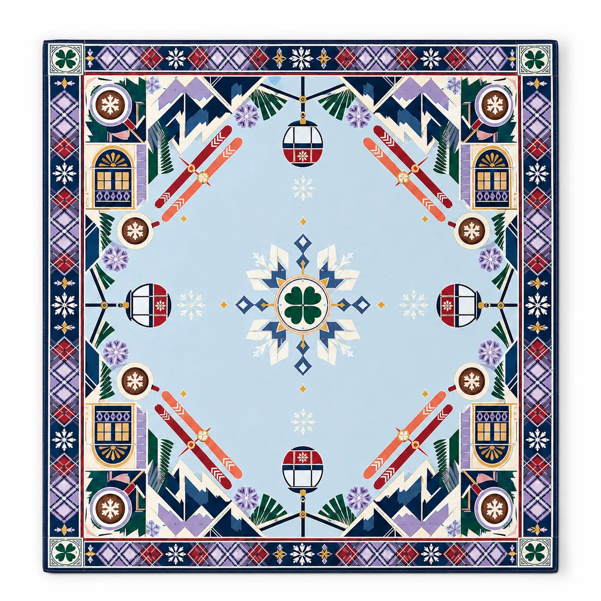 Alpine Ski Club American Mahjong mat full design by The Lucky Tiles
