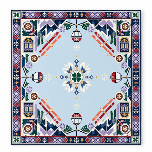 Alpine Ski Club American Mahjong mat full design by The Lucky Tiles