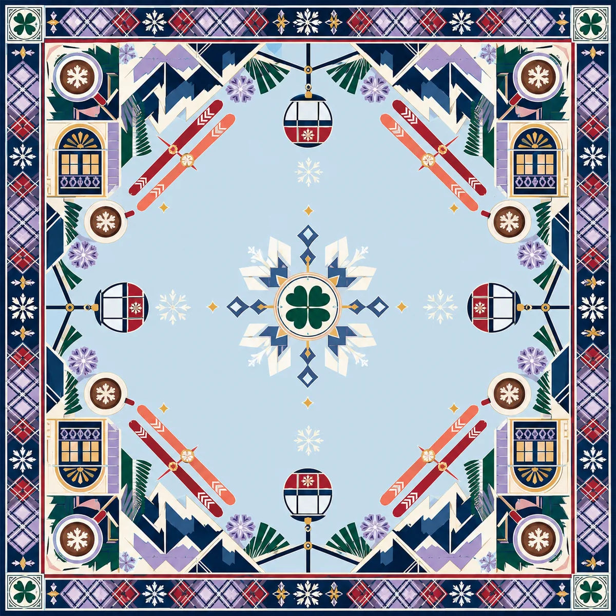 Alpine Ski Club American Mahjong mat product and lifestyle view 2