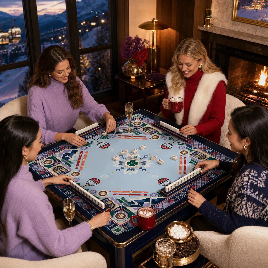 Alpine Ski Club American Mahjong mat product and lifestyle view 4