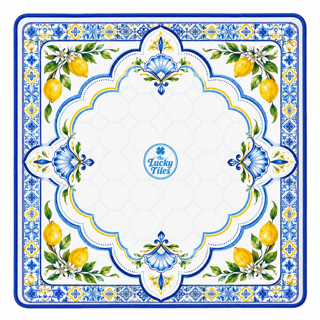 Amalfi Lemon American Mahjong mat full design by The Lucky Tiles