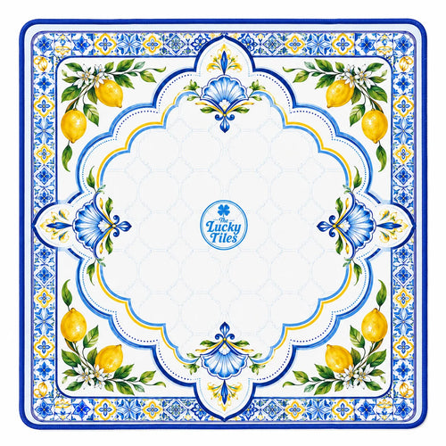 Amalfi Lemon American Mahjong mat full design by The Lucky Tiles