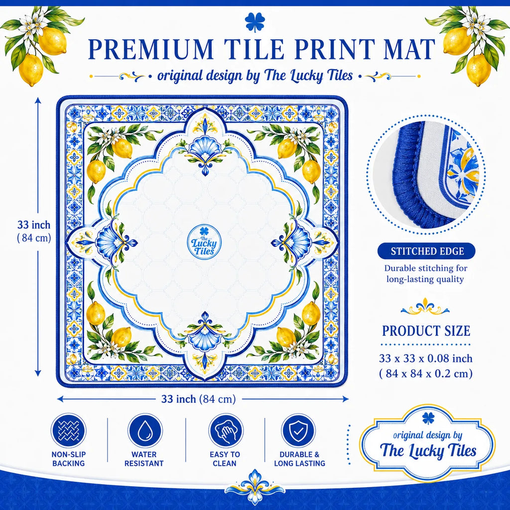 Amalfi Lemon American Mahjong mat product and lifestyle view 6