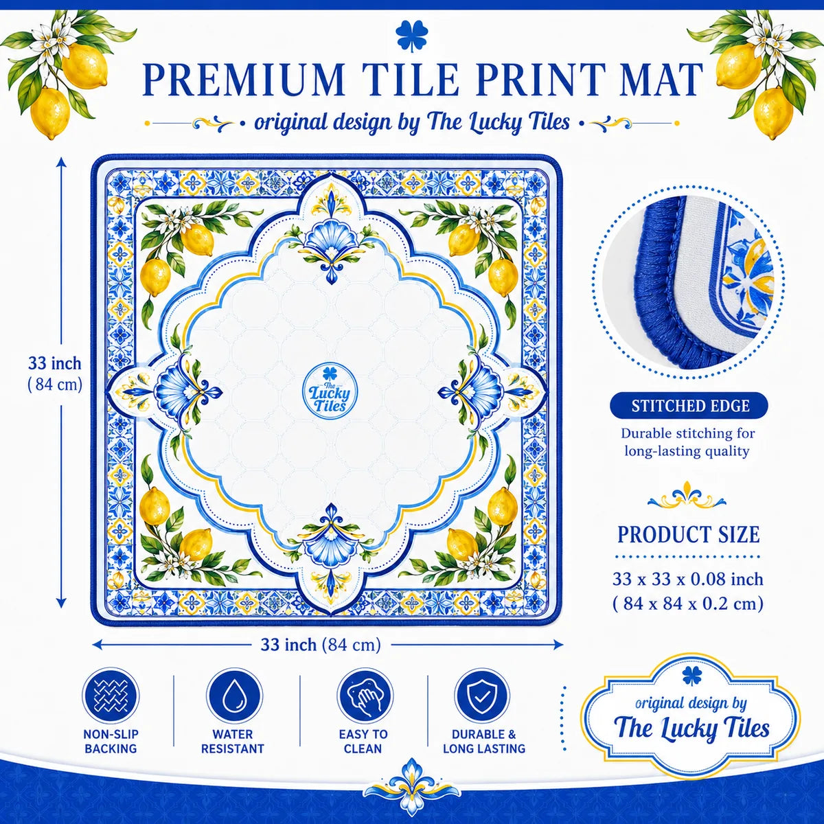 Amalfi Lemon American Mahjong mat product and lifestyle view 6