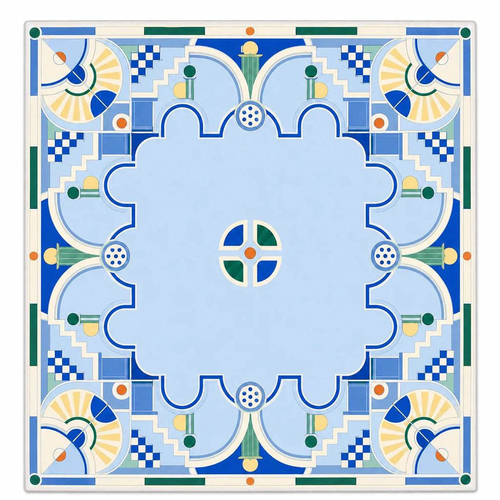 Azure Art Deco American Mahjong mat full design by The Lucky Tiles