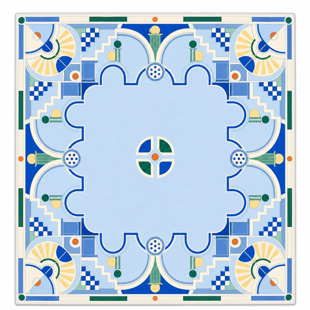 Azure Art Deco American Mahjong mat full design by The Lucky Tiles
