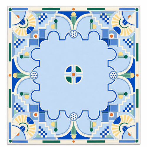 Azure Art Deco American Mahjong mat full design by The Lucky Tiles