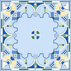 Azure Art Deco American Mahjong mat product and lifestyle view 2