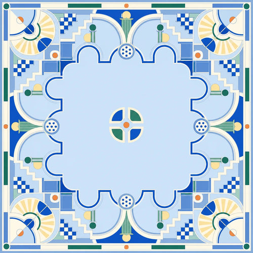 Azure Art Deco American Mahjong mat product and lifestyle view 2