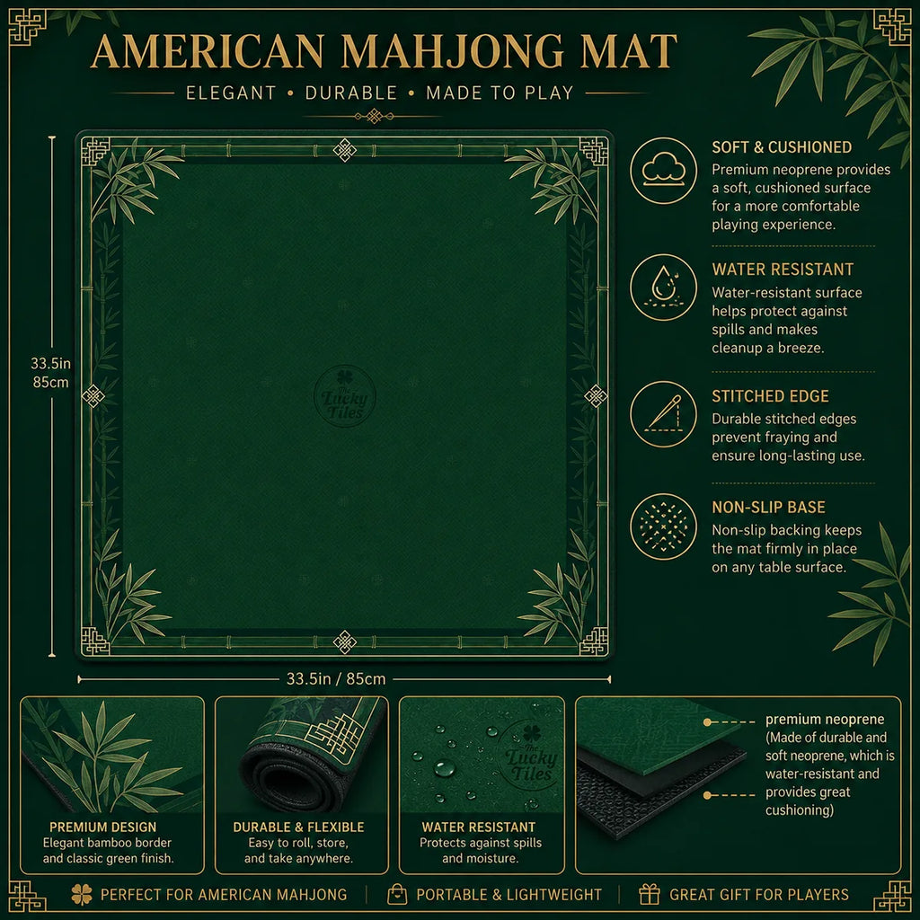 Bamboo Garden American Mahjong mat product and lifestyle view 6