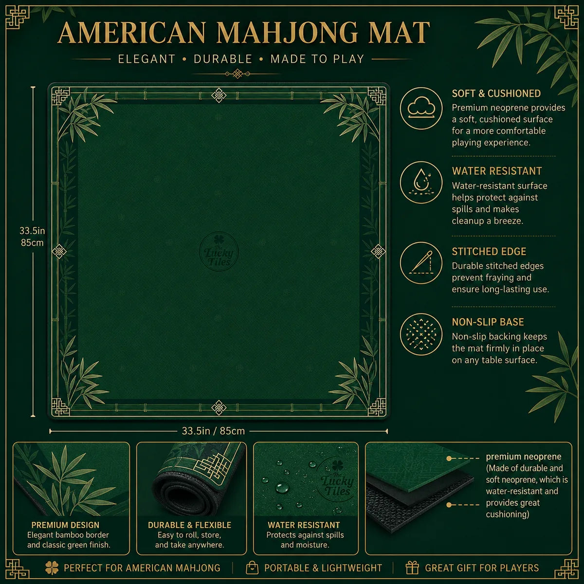 Bamboo Garden American Mahjong mat product and lifestyle view 6