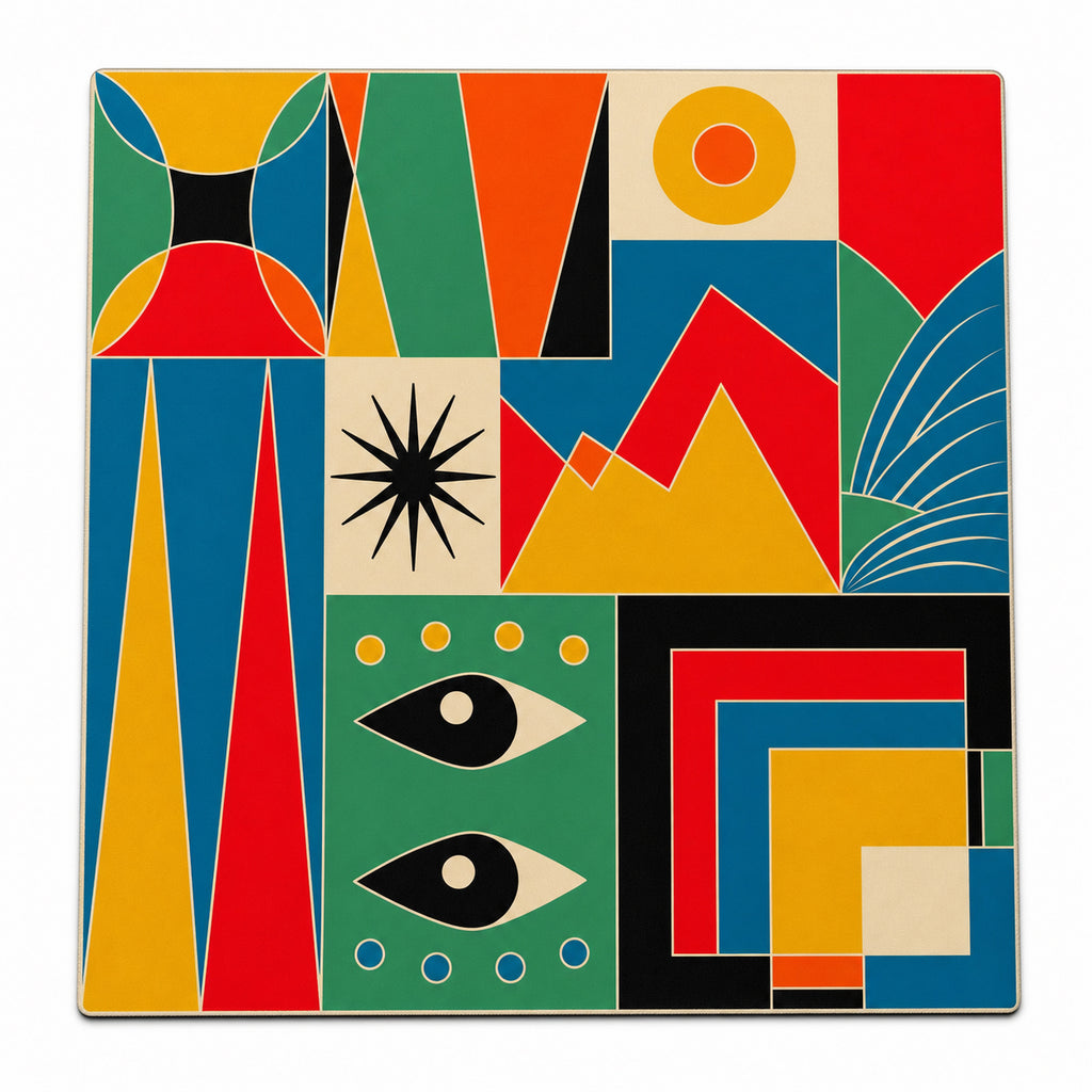 Bauhaus Eye American mahjong mat, front product view by The Lucky Tiles