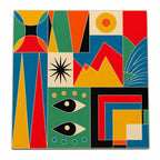 Bauhaus Eye American mahjong mat, front product view by The Lucky Tiles