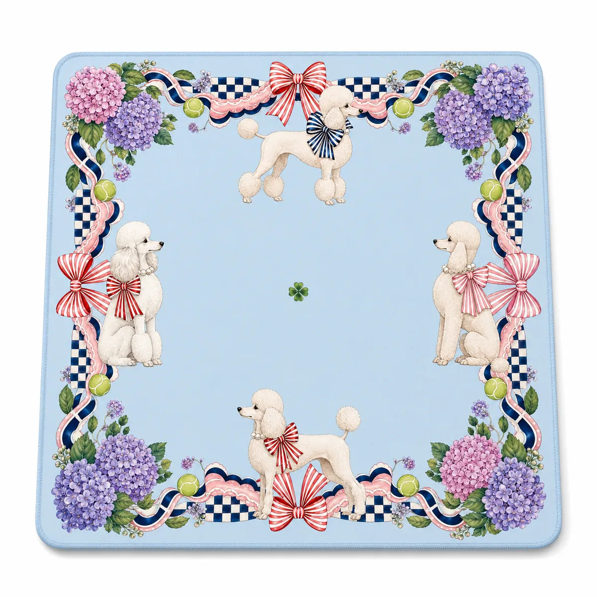 Blue Poodle Garden American Mahjong mat full design by The Lucky Tiles
