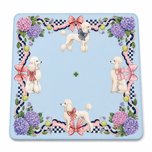Blue Poodle Garden American Mahjong mat full design by The Lucky Tiles