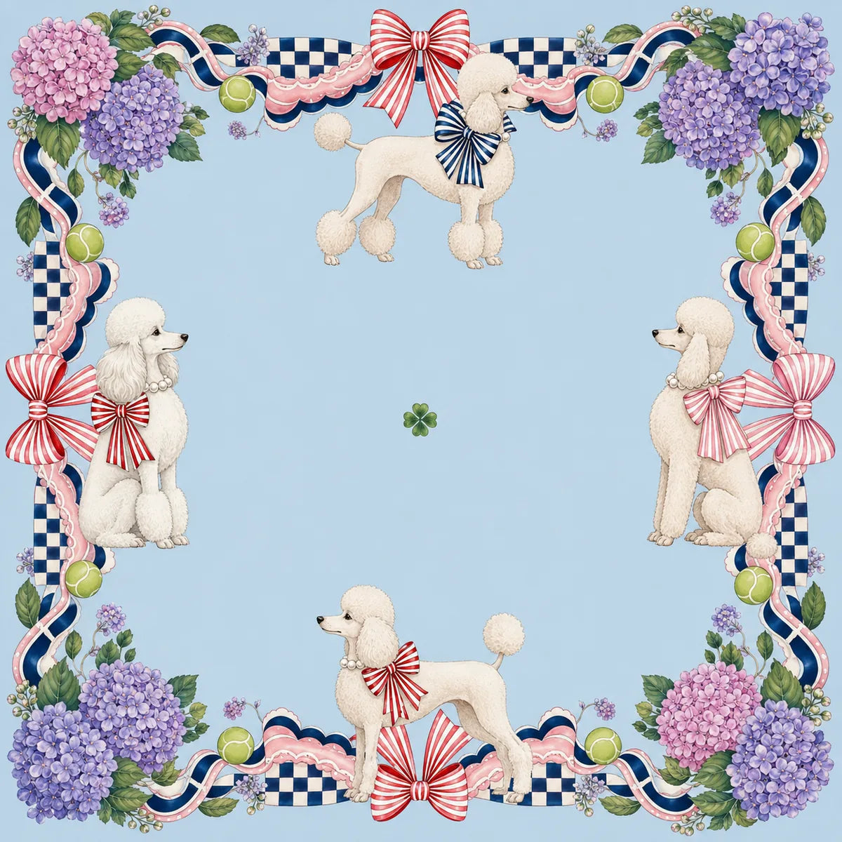Blue Poodle Garden American Mahjong mat product and lifestyle view 2