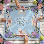 Blue Poodle Garden American Mahjong mat product and lifestyle view 6