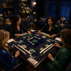 Celestial Butterfly American Mahjong mat product and lifestyle view 4