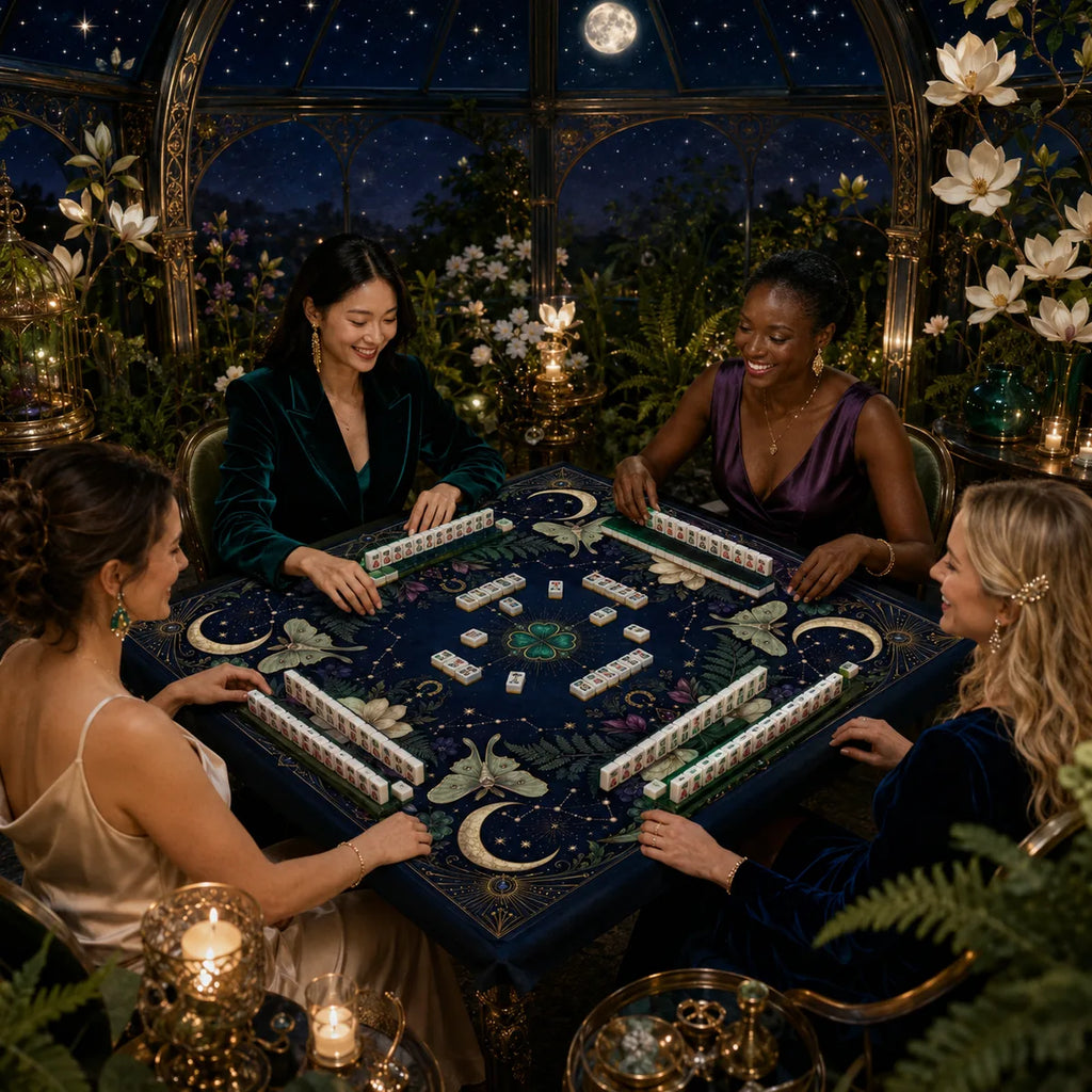 Celestial Butterfly American Mahjong mat product and lifestyle view 6
