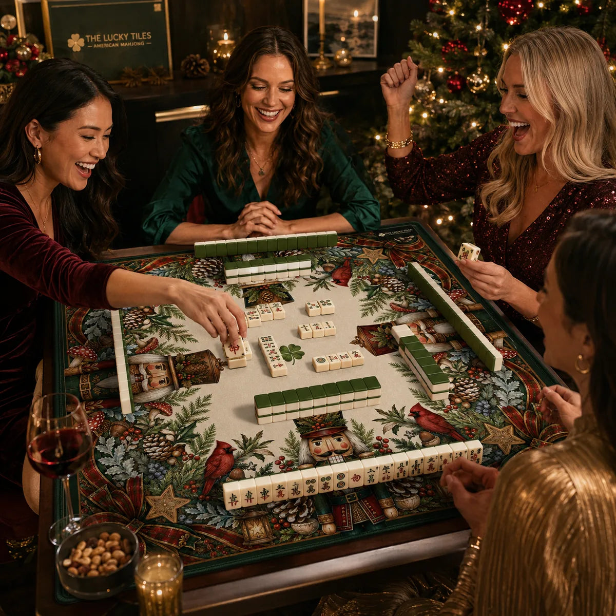 Classic Nutcracker American Mahjong mat product and lifestyle view 5