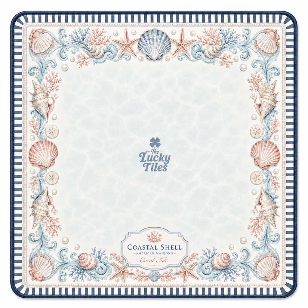 Coastal Shells — Blush American Mahjong mat full design by The Lucky Tiles