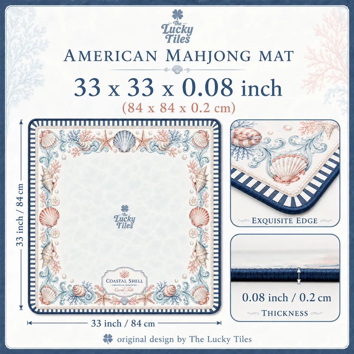 Coastal Shells — Blush American Mahjong mat product and lifestyle view 5