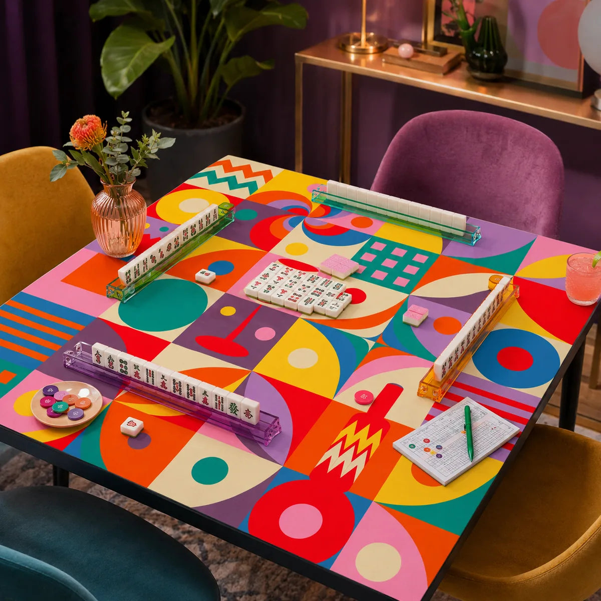 Cocktail Party American Mahjong mat product and lifestyle view 5