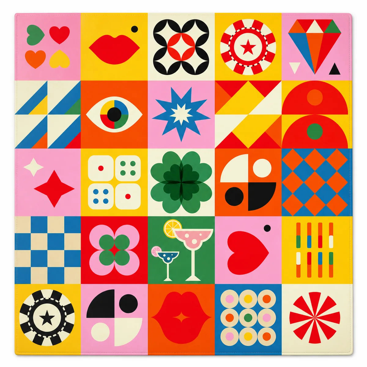 Color Your Game Night American Mahjong mat full design by The Lucky Tiles