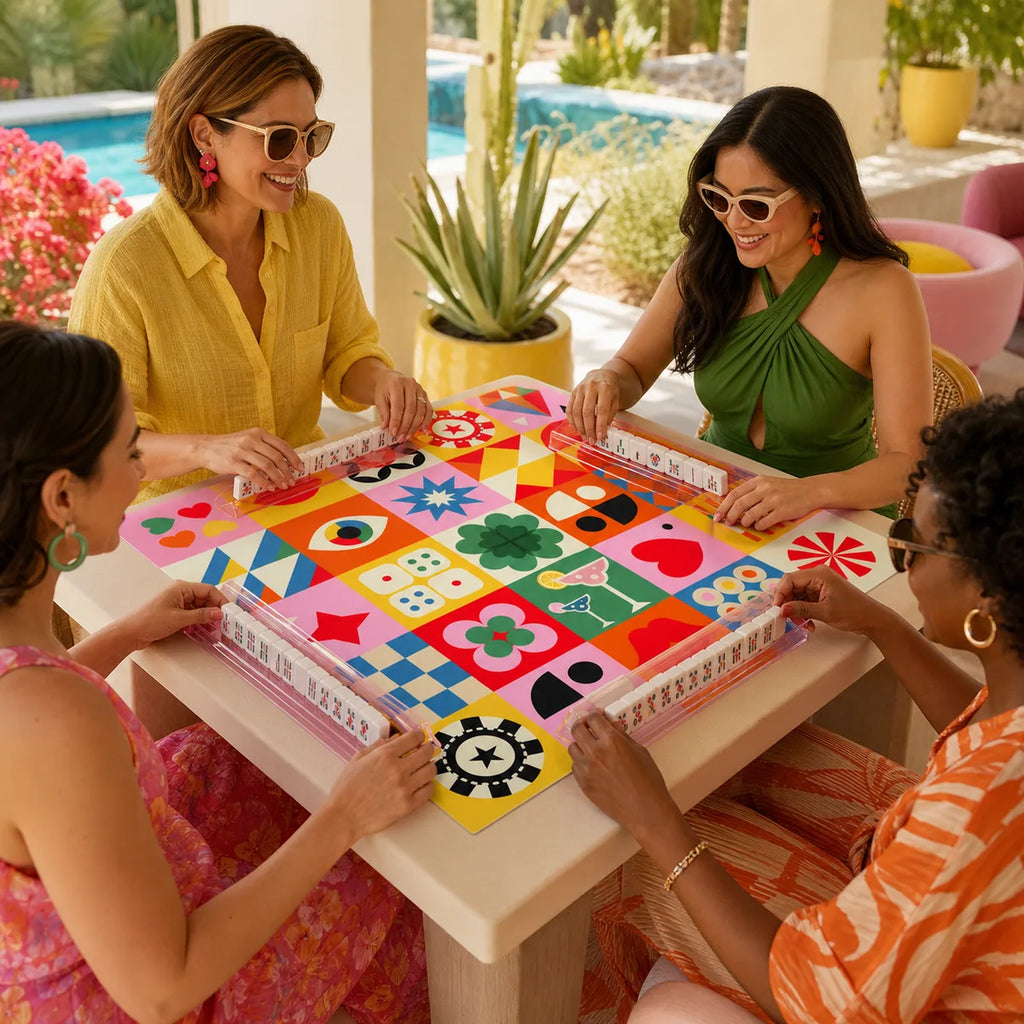 Color Your Game Night American Mahjong mat product and lifestyle view 3