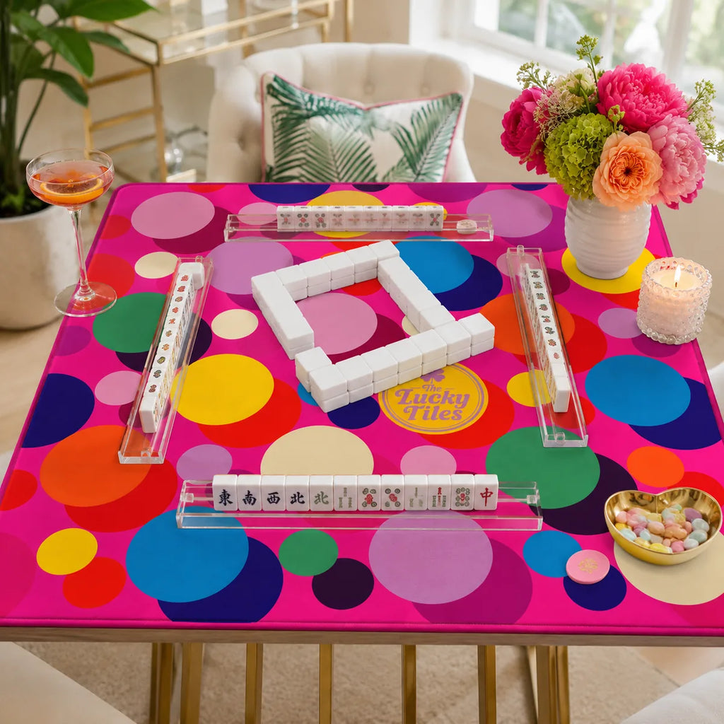 Confetti Dots American Mahjong mat product and lifestyle view 3