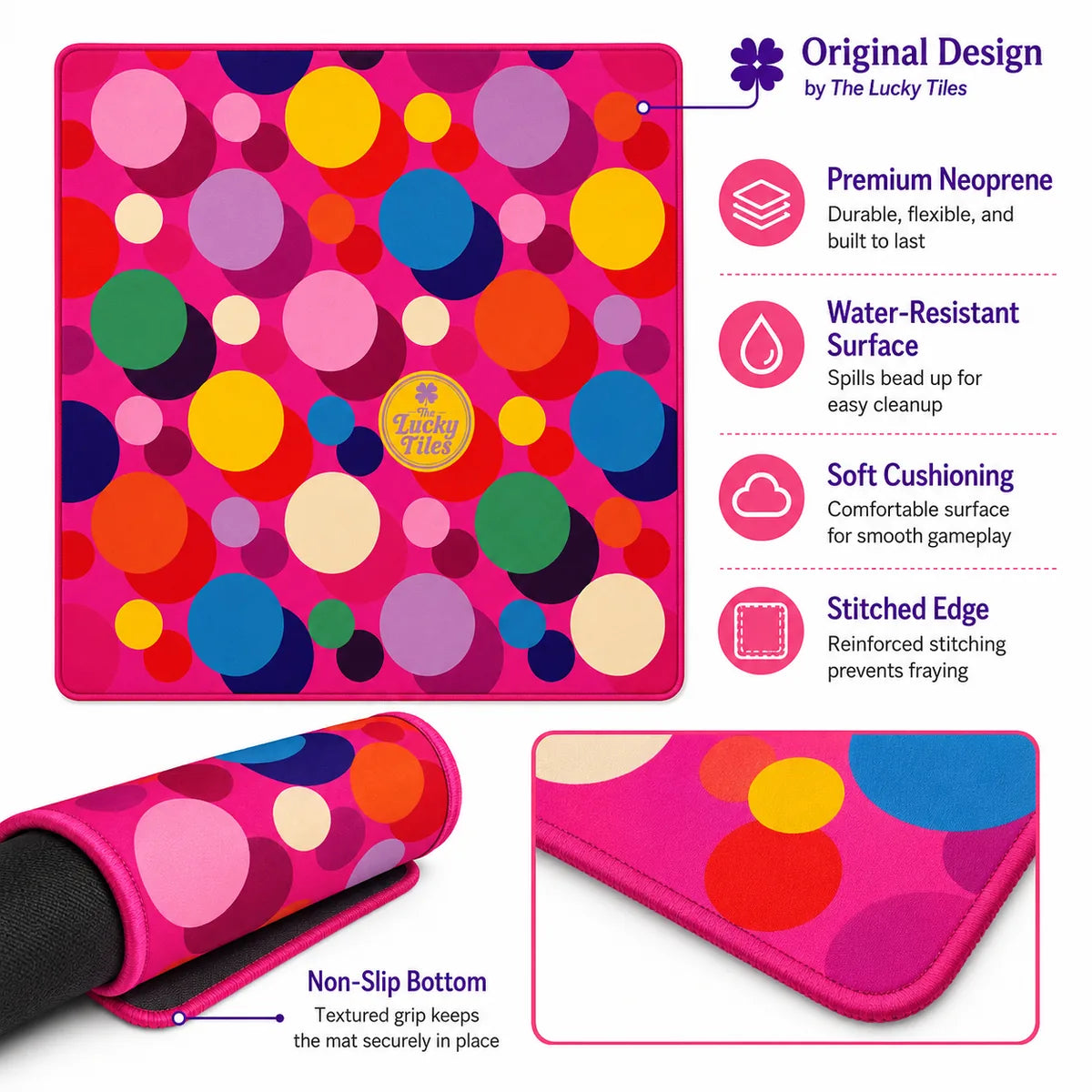 Confetti Dots American Mahjong mat product and lifestyle view 6