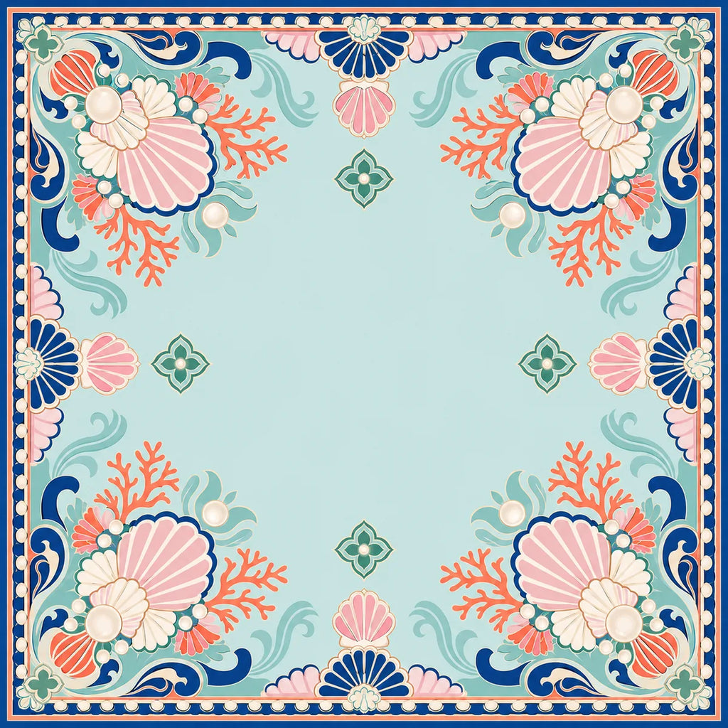 Coral Geometry American Mahjong mat full design by The Lucky Tiles
