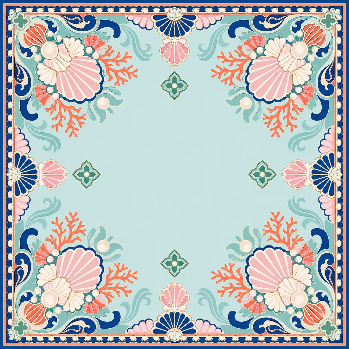 Coral Geometry American Mahjong mat full design by The Lucky Tiles