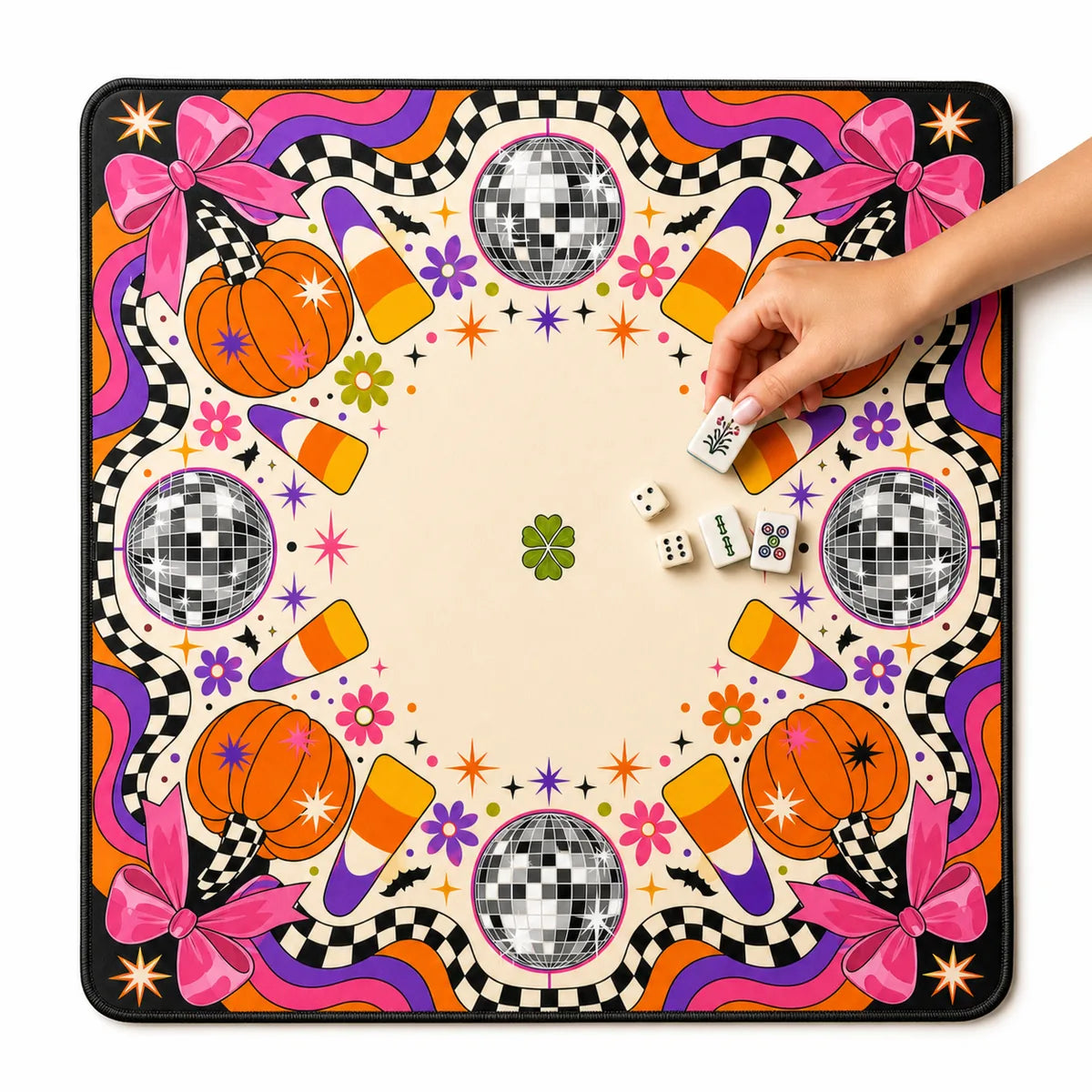 Disco Harvest American Mahjong mat full design by The Lucky Tiles
