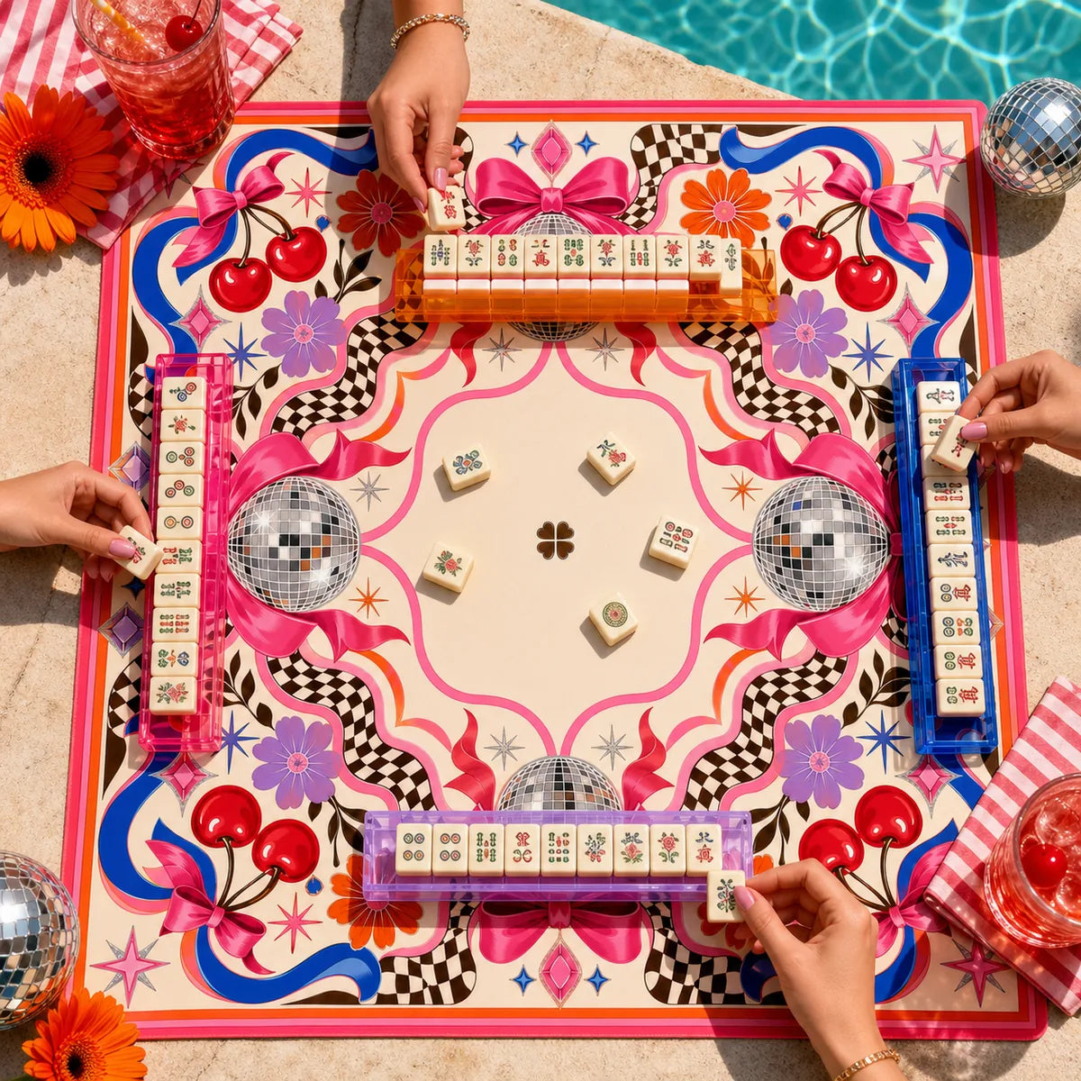 Disco Mahjong American Mahjong mat product and lifestyle view 4