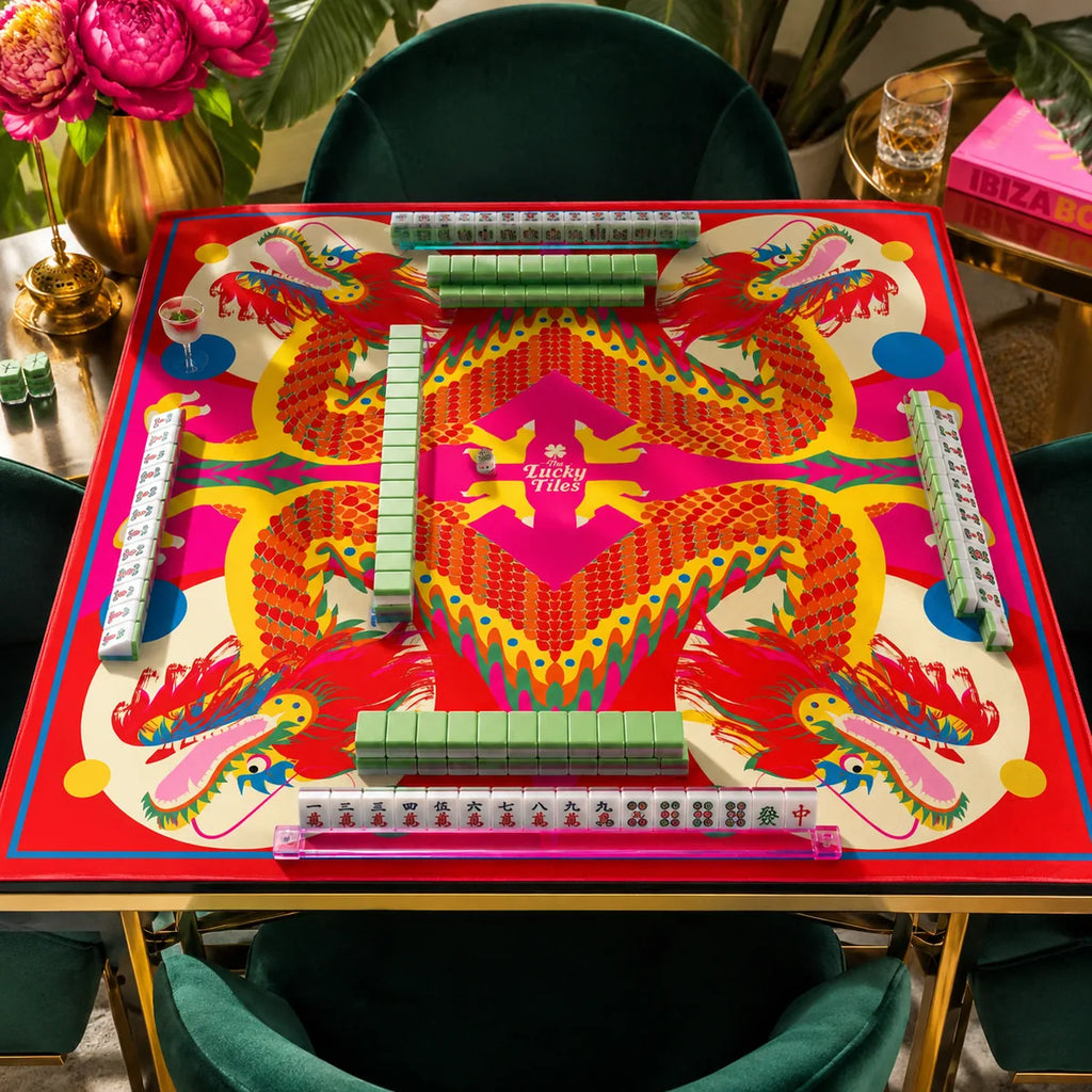Dragon Dance — Pink American Mahjong mat product and lifestyle view 2