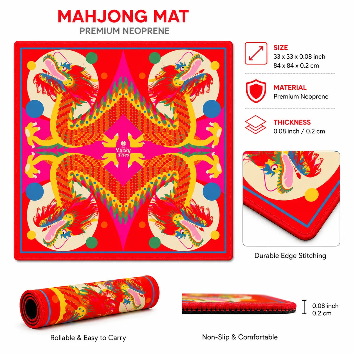 Dragon Dance — Pink American Mahjong mat product and lifestyle view 3