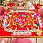 Dragon Dance — Pink American Mahjong mat product and lifestyle view 6
