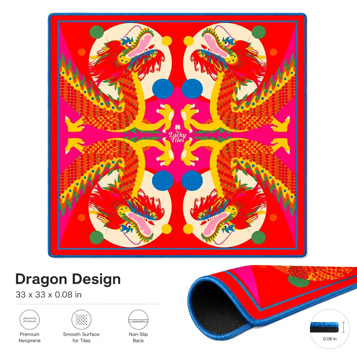 Dragon Dance — Red American Mahjong mat product and lifestyle view 5
