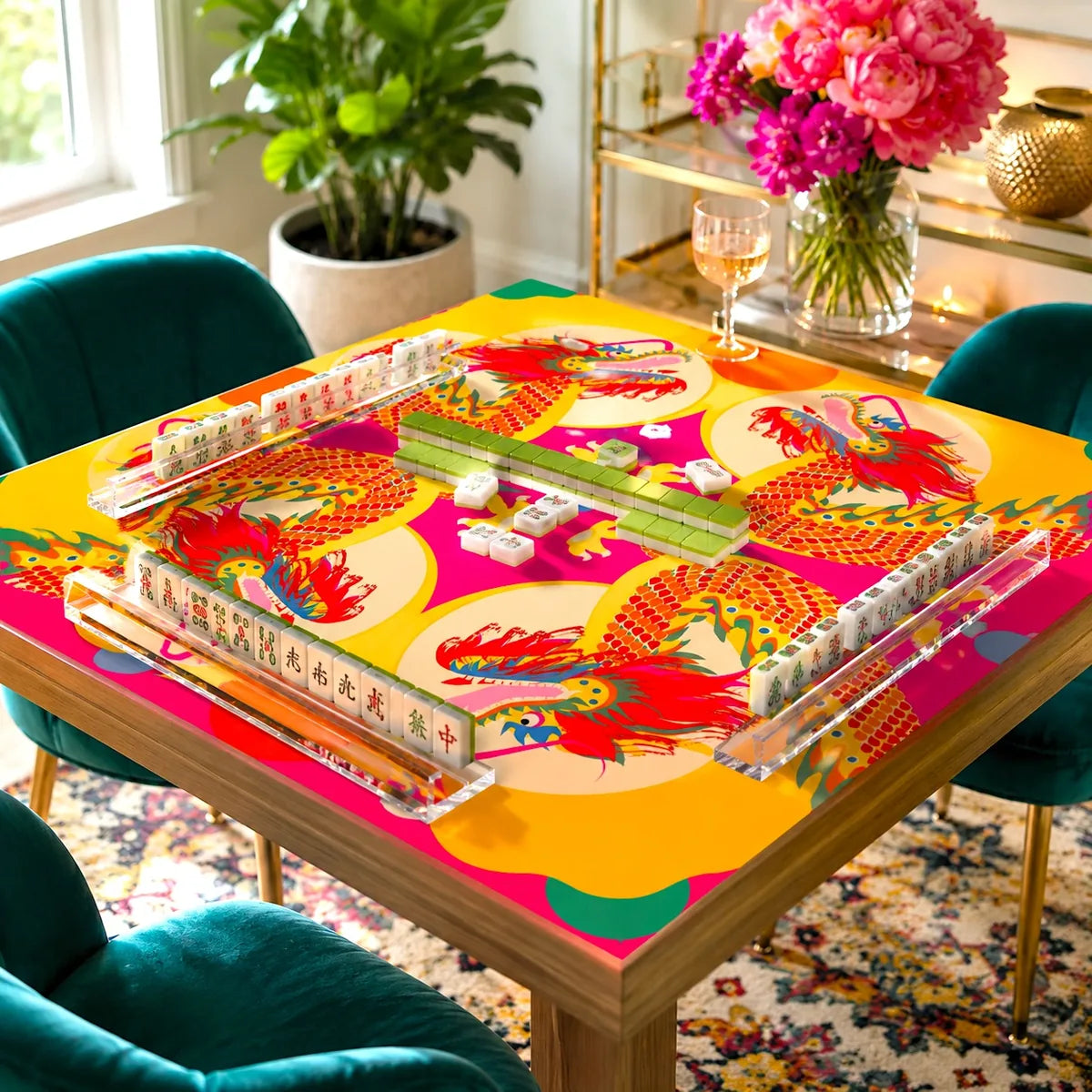 Dragon Dance — Sunshine American Mahjong mat product and lifestyle view 3