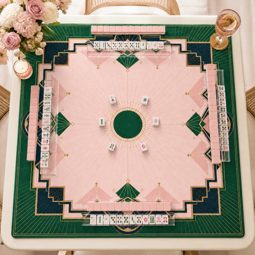 Emerald Art Deco American Mahjong mat by The Lucky Tiles, view 3