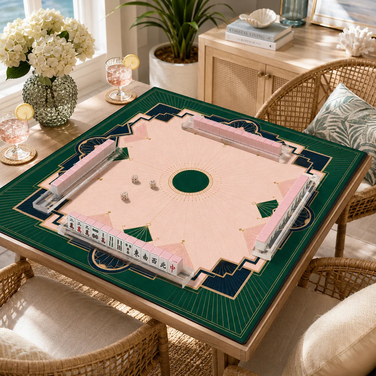 Emerald Art Deco American Mahjong mat by The Lucky Tiles, view 4