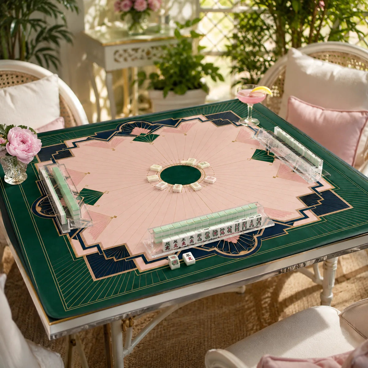 Emerald Art Deco American Mahjong mat by The Lucky Tiles, view 6