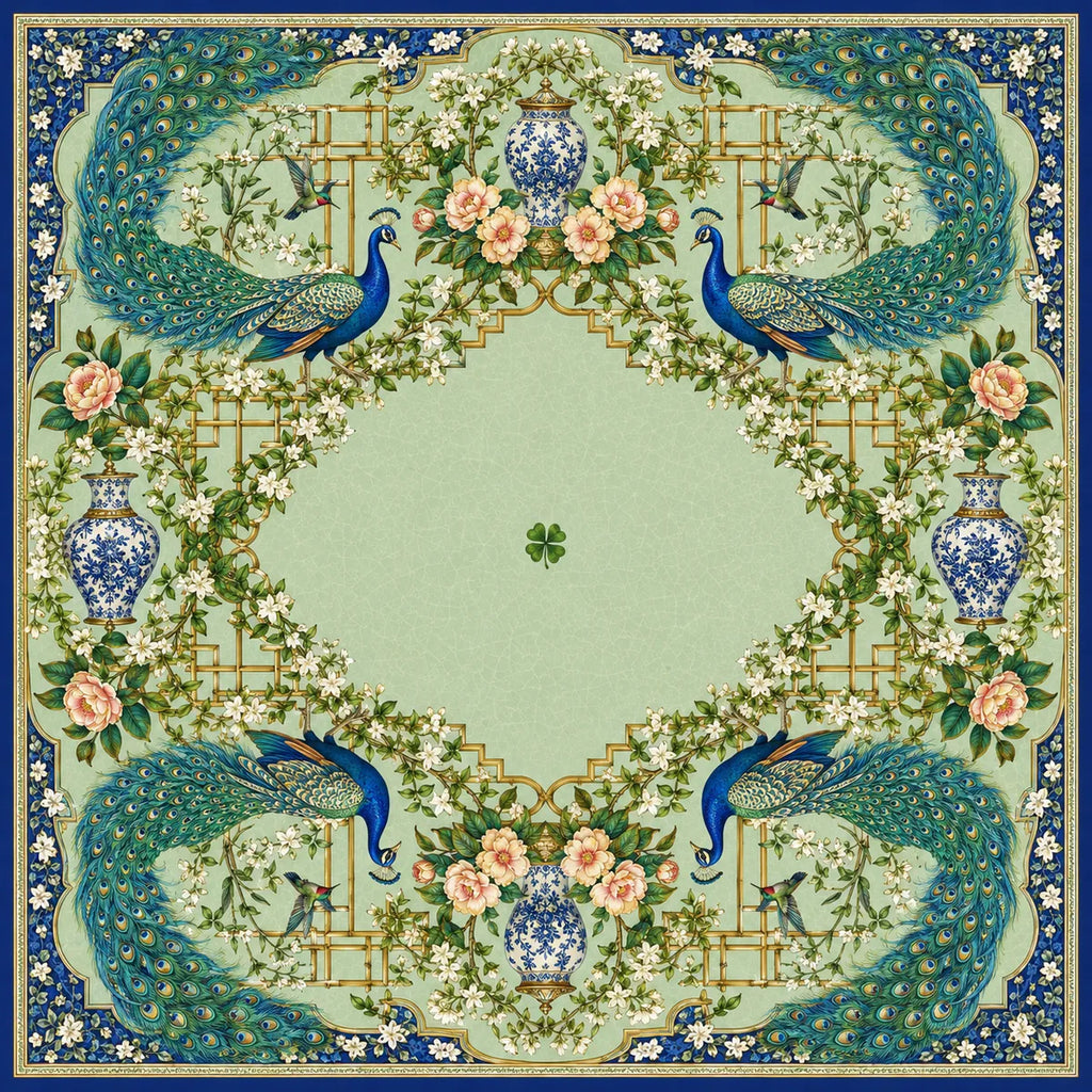 Emerald Peacock American Mahjong mat product and lifestyle view 2