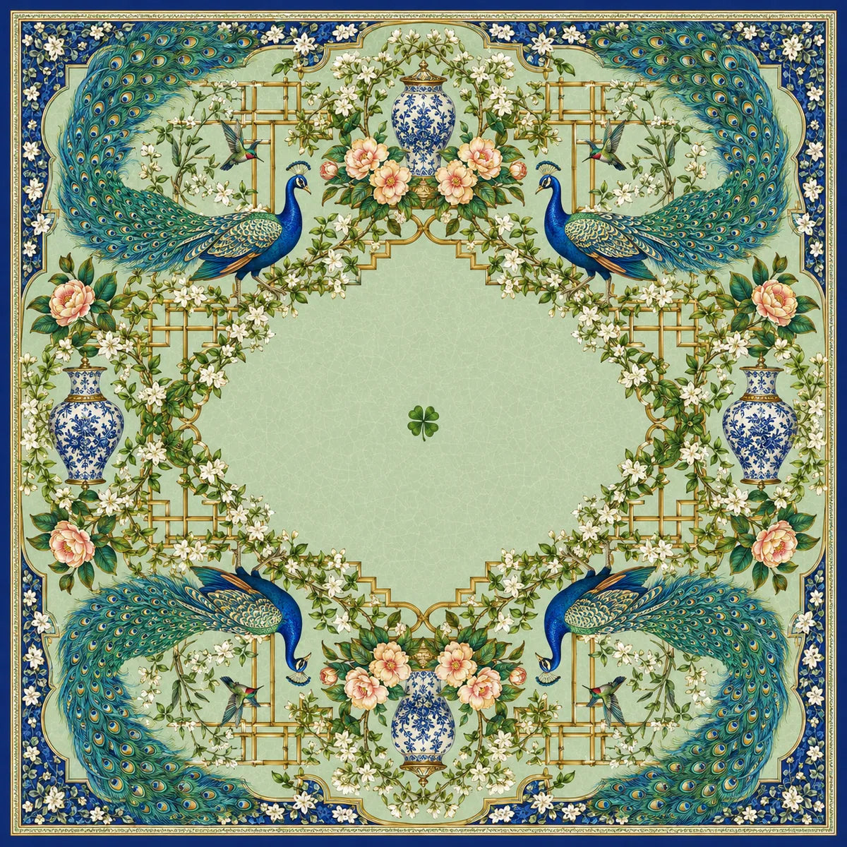 Emerald Peacock American Mahjong mat product and lifestyle view 2